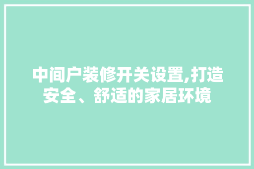中间户装修开关设置,打造安全、舒适的家居环境