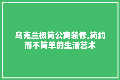 乌克兰极简公寓装修,简约而不简单的生活艺术