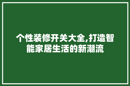 个性装修开关大全,打造智能家居生活的新潮流