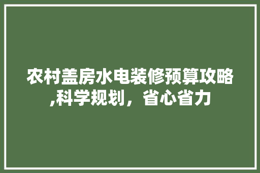 农村盖房水电装修预算攻略,科学规划，省心省力 农村盖房水电装修预算攻略,科学规划，省心省力 综合便民