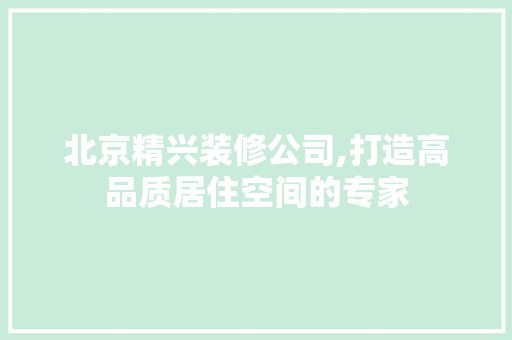 北京精兴装修公司,打造高品质居住空间的专家 北京精兴装修公司,打造高品质居住空间的专家 厨房维修