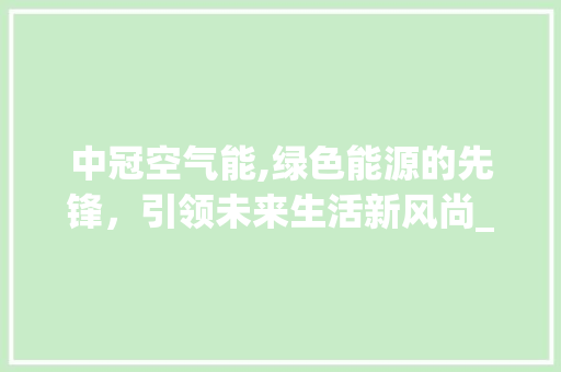 中冠空气能,绿色能源的先锋，引领未来生活新风尚_中冠空气能
