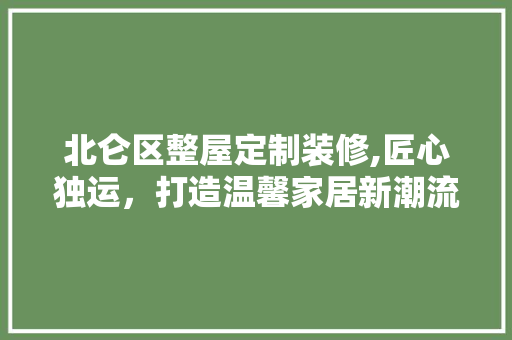 北仑区整屋定制装修,匠心独运，打造温馨家居新潮流 北仑区整屋定制装修,匠心独运，打造温馨家居新潮流 厨房维修