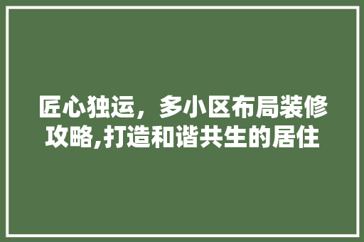匠心独运，多小区布局装修攻略,打造和谐共生的居住环境