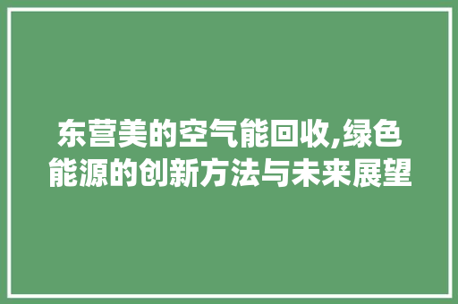 东营美的空气能回收,绿色能源的创新方法与未来展望_东营美的空气能回收 东营美的空气能回收,绿色能源的创新方法与未来展望_东营美的空气能回收 综合便民