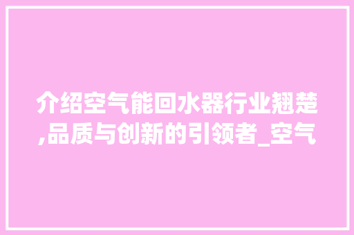 介绍空气能回水器行业翘楚,品质与创新的引领者_空气能回水器排名 介绍空气能回水器行业翘楚,品质与创新的引领者_空气能回水器排名 厨房维修