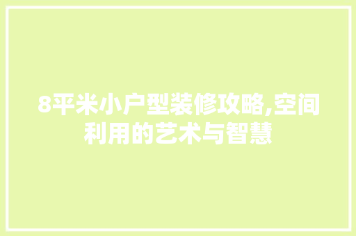 8平米小户型装修攻略,空间利用的艺术与智慧