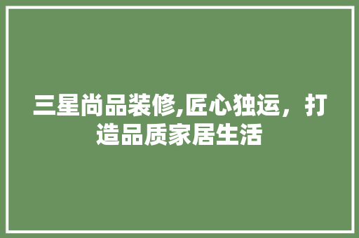 三星尚品装修,匠心独运，打造品质家居生活 三星尚品装修,匠心独运，打造品质家居生活 家电维修