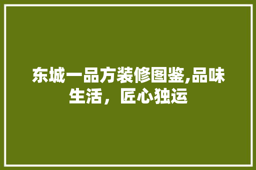 东城一品方装修图鉴,品味生活，匠心独运