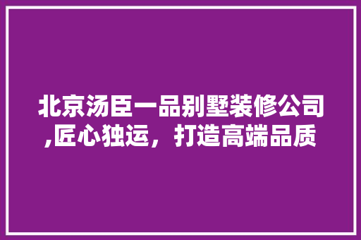北京汤臣一品别墅装修公司,匠心独运，打造高端品质生活