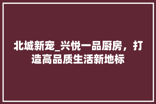 北城新宠_兴悦一品厨房，打造高品质生活新地标
