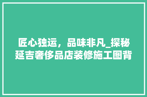 匠心独运，品味非凡_探秘延吉奢侈品店装修施工图背后的故事