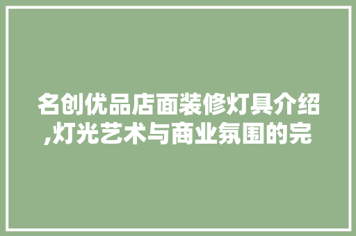 名创优品店面装修灯具介绍,灯光艺术与商业氛围的完美融合