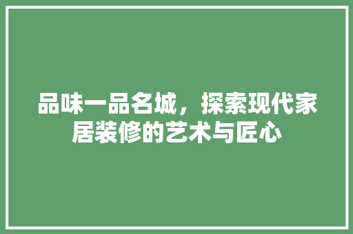 品味一品名城，探索现代家居装修的艺术与匠心