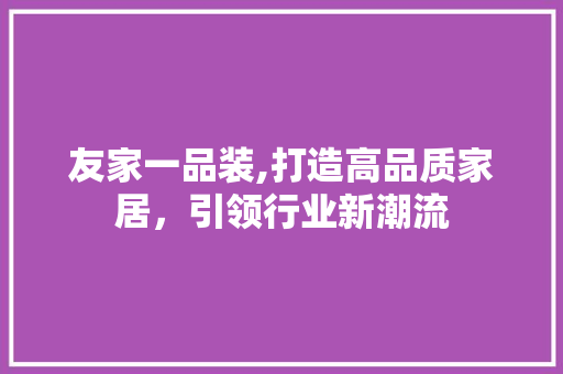 友家一品装,打造高品质家居，引领行业新潮流