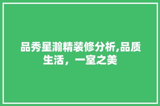品秀星瀚精装修分析,品质生活，一室之美 品秀星瀚精装修分析,品质生活，一室之美 综合便民