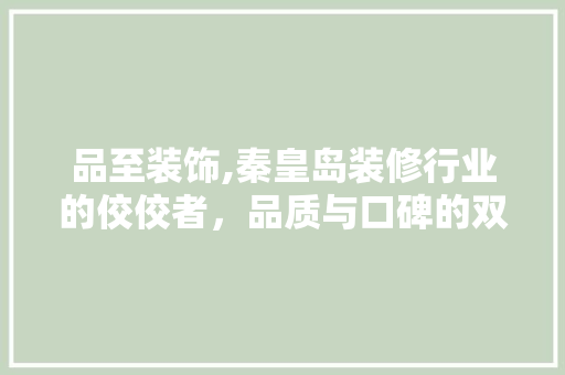 品至装饰,秦皇岛装修行业的佼佼者，品质与口碑的双重见证