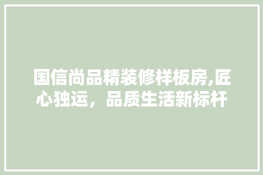 国信尚品精装修样板房,匠心独运，品质生活新标杆
