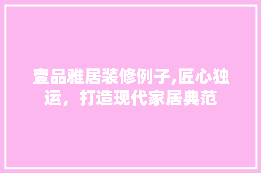 壹品雅居装修例子,匠心独运，打造现代家居典范