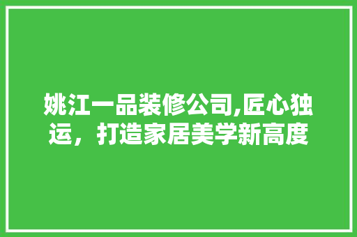 姚江一品装修公司,匠心独运，打造家居美学新高度 姚江一品装修公司,匠心独运，打造家居美学新高度 家电维修