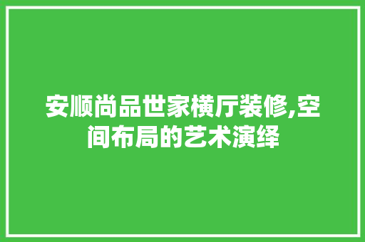 安顺尚品世家横厅装修,空间布局的艺术演绎
