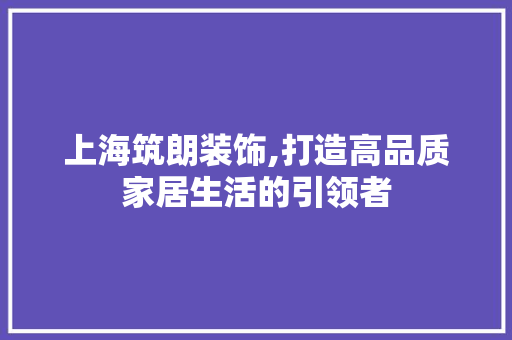 上海筑朗装饰,打造高品质家居生活的引领者 上海筑朗装饰,打造高品质家居生活的引领者 墙体维修