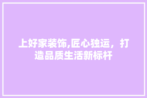 上好家装饰,匠心独运，打造品质生活新标杆 上好家装饰,匠心独运，打造品质生活新标杆 墙体维修