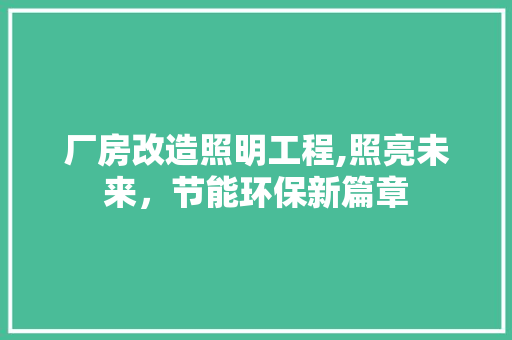 厂房改造照明工程,照亮未来，节能环保新篇章 汽车维修