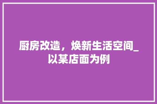 厨房改造，焕新生活空间_以某店面为例 汽车维修