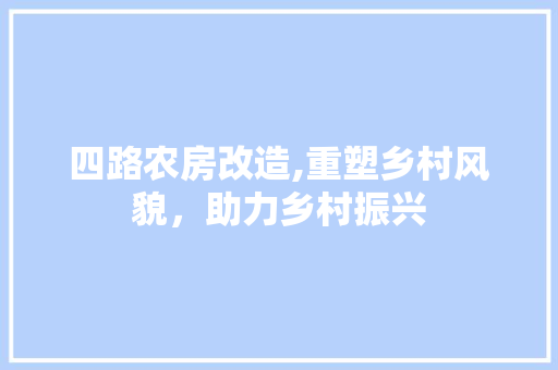 四路农房改造,重塑乡村风貌，助力乡村振兴