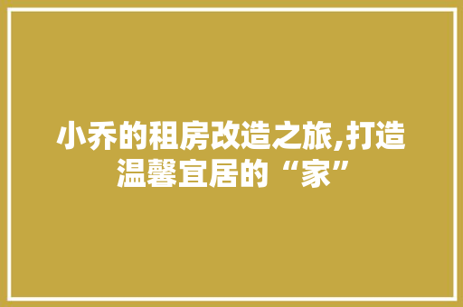 小乔的租房改造之旅,打造温馨宜居的“家”