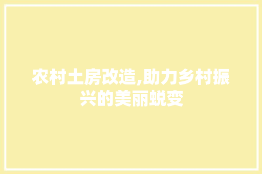 农村土房改造,助力乡村振兴的美丽蜕变