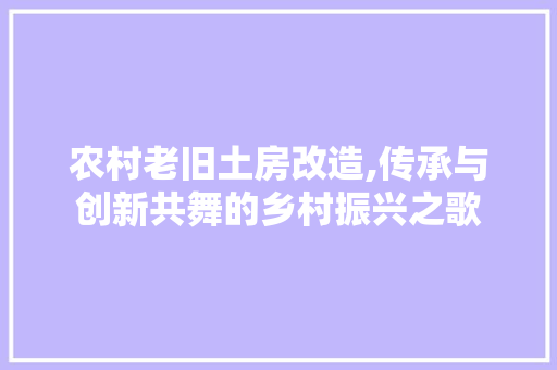 农村老旧土房改造,传承与创新共舞的乡村振兴之歌
