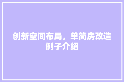 创新空间布局，单简房改造例子介绍