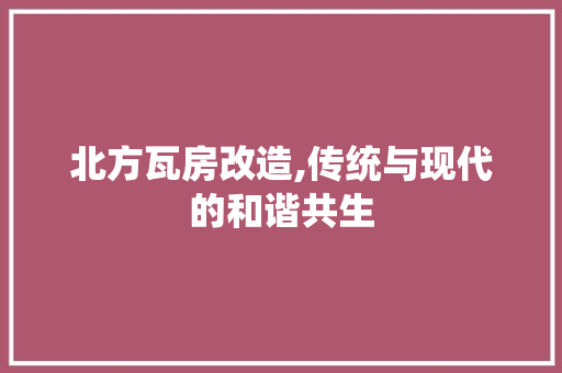 北方瓦房改造,传统与现代的和谐共生 家电维修