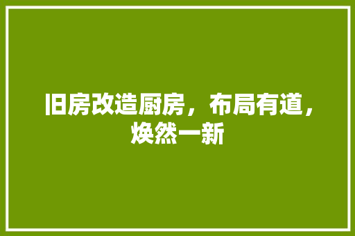 旧房改造厨房，布局有道，焕然一新