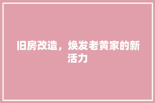 旧房改造，焕发老黄家的新活力 家电维修