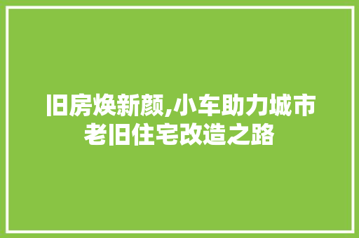 旧房焕新颜,小车助力城市老旧住宅改造之路 汽车维修