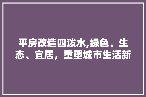 平房改造四泼水,绿色、生态、宜居，重塑城市生活新面貌 汽车维修