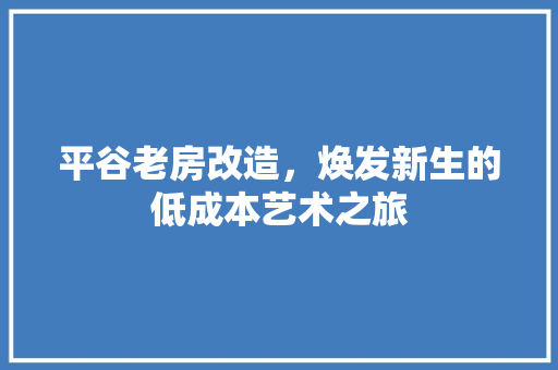 平谷老房改造，焕发新生的低成本艺术之旅 家电维修