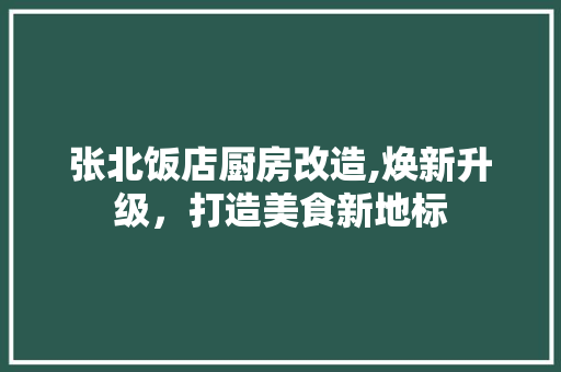 张北饭店厨房改造,焕新升级，打造美食新地标