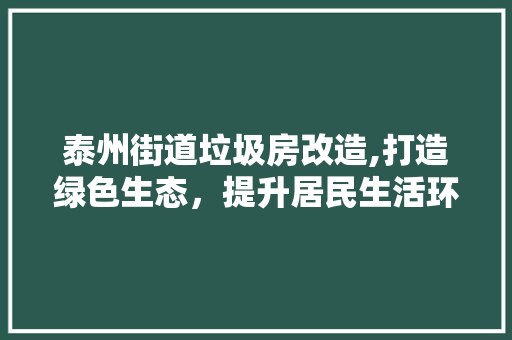 泰州街道垃圾房改造,打造绿色生态，提升居民生活环境