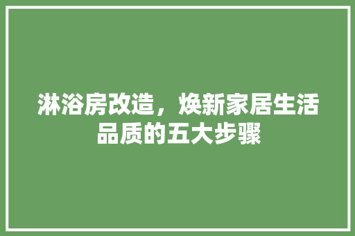 淋浴房改造，焕新家居生活品质的五大步骤
