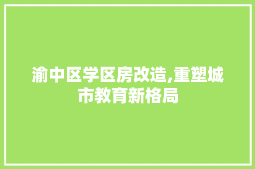 渝中区学区房改造,重塑城市教育新格局