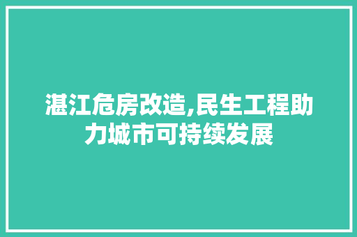 湛江危房改造,民生工程助力城市可持续发展