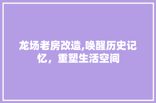 龙场老房改造,唤醒历史记忆，重塑生活空间