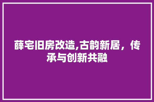 薛宅旧房改造,古韵新居，传承与创新共融 综合便民