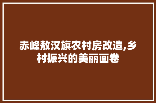 赤峰敖汉旗农村房改造,乡村振兴的美丽画卷