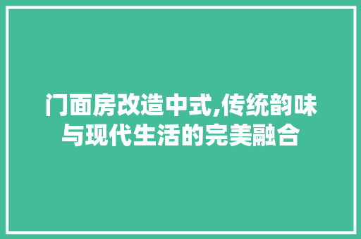 门面房改造中式,传统韵味与现代生活的完美融合