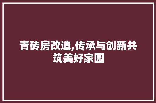 青砖房改造,传承与创新共筑美好家园 墙体维修